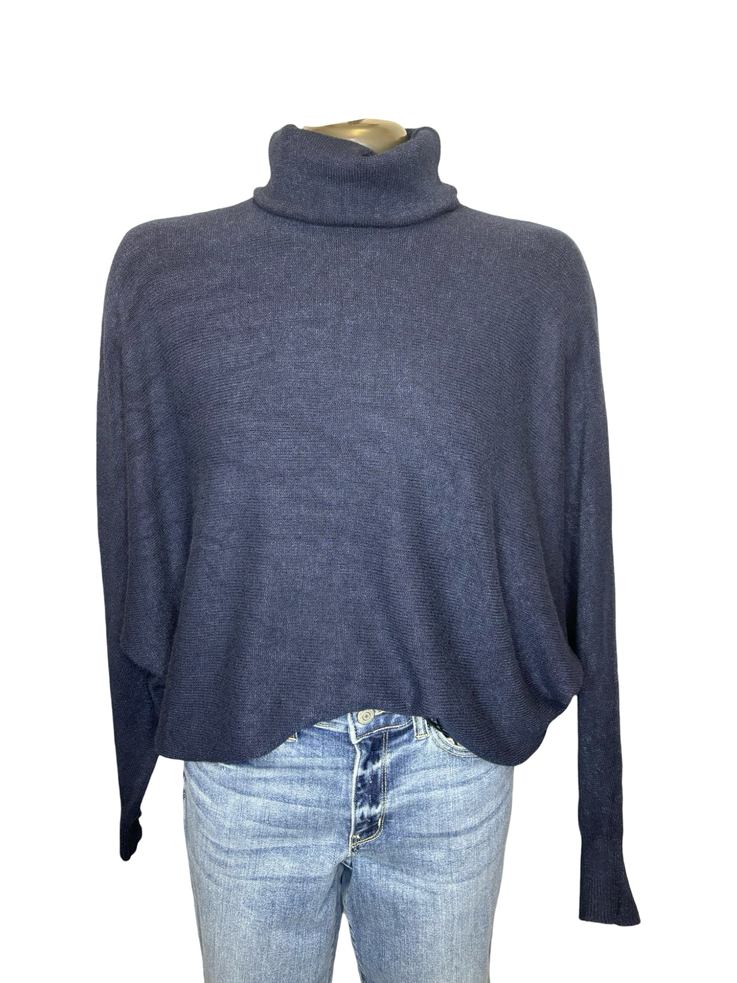 Lane Batwing Knit Sweater Navy