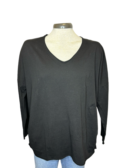 Jaya Ruched Side Cotton Top Black