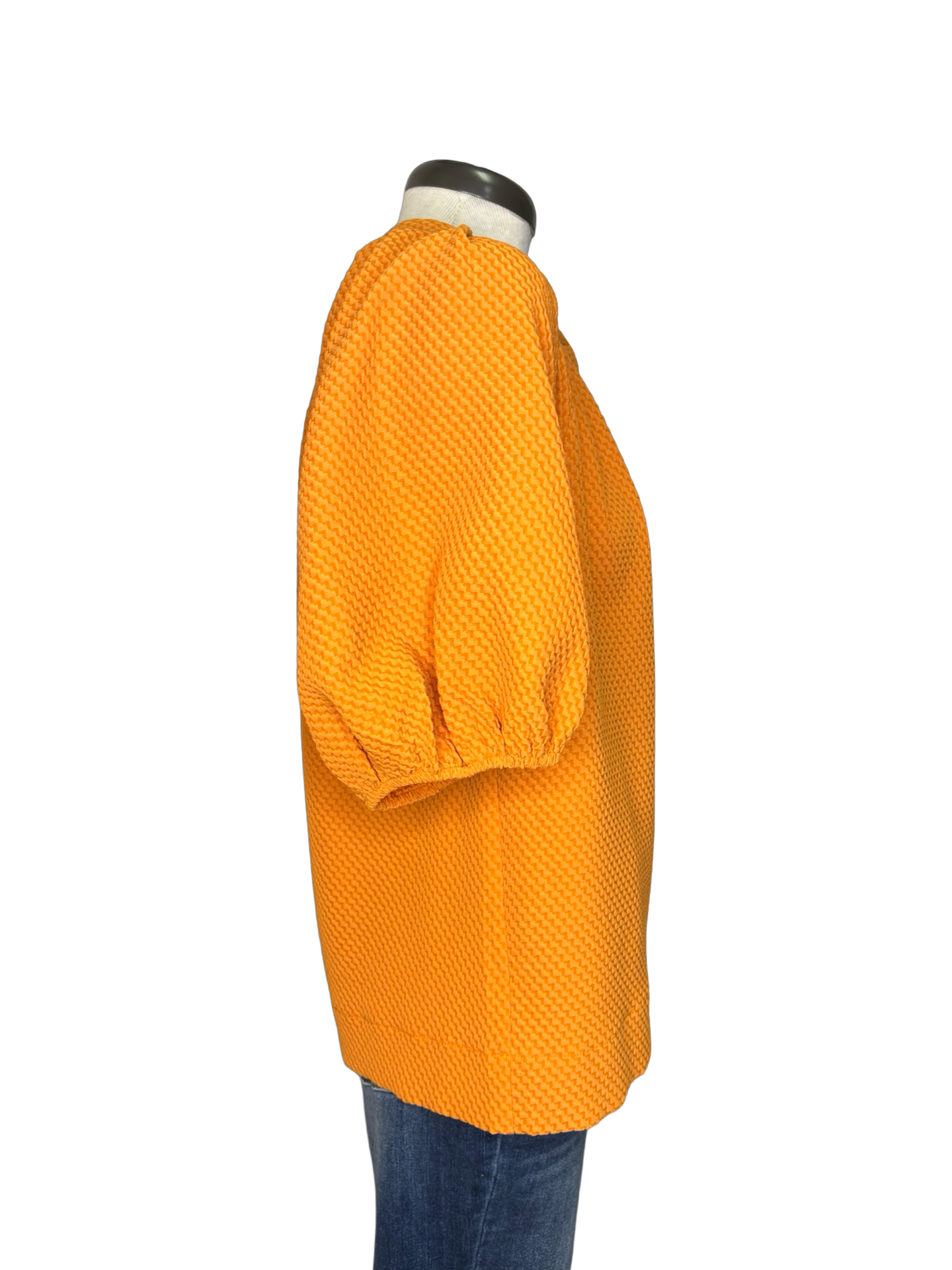 Pleated Sleeve Top Orange