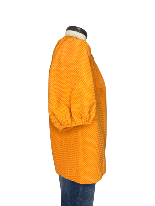 Pleated Sleeve Top Orange