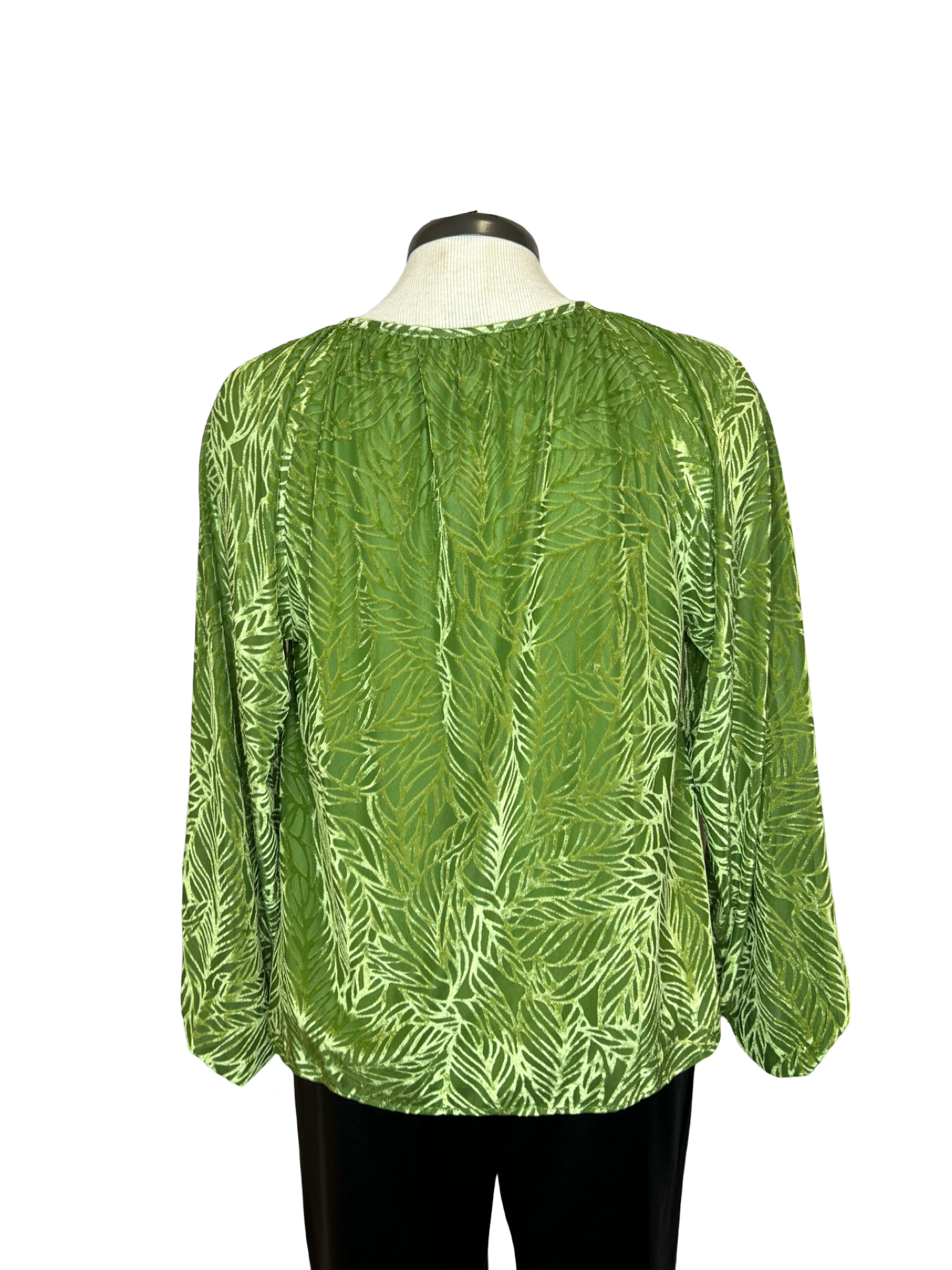 Brisk Green Burnout Peasant Top