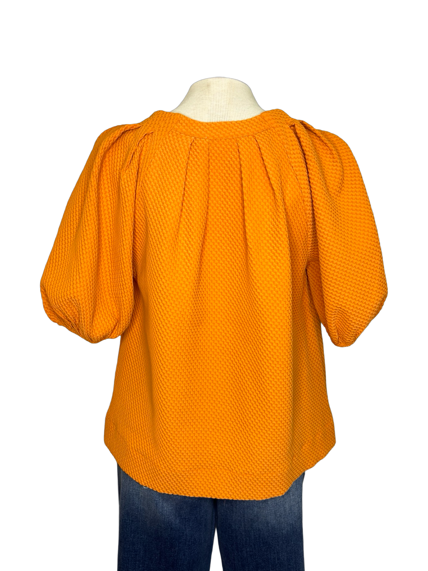 Pleated Sleeve Top Orange