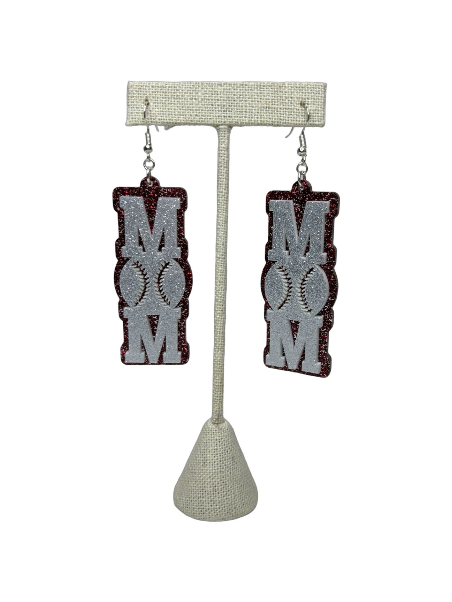 Baseball Mom Earrings White/Red