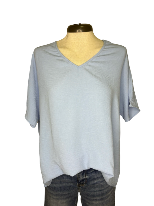 Lt Blue V Neck Top