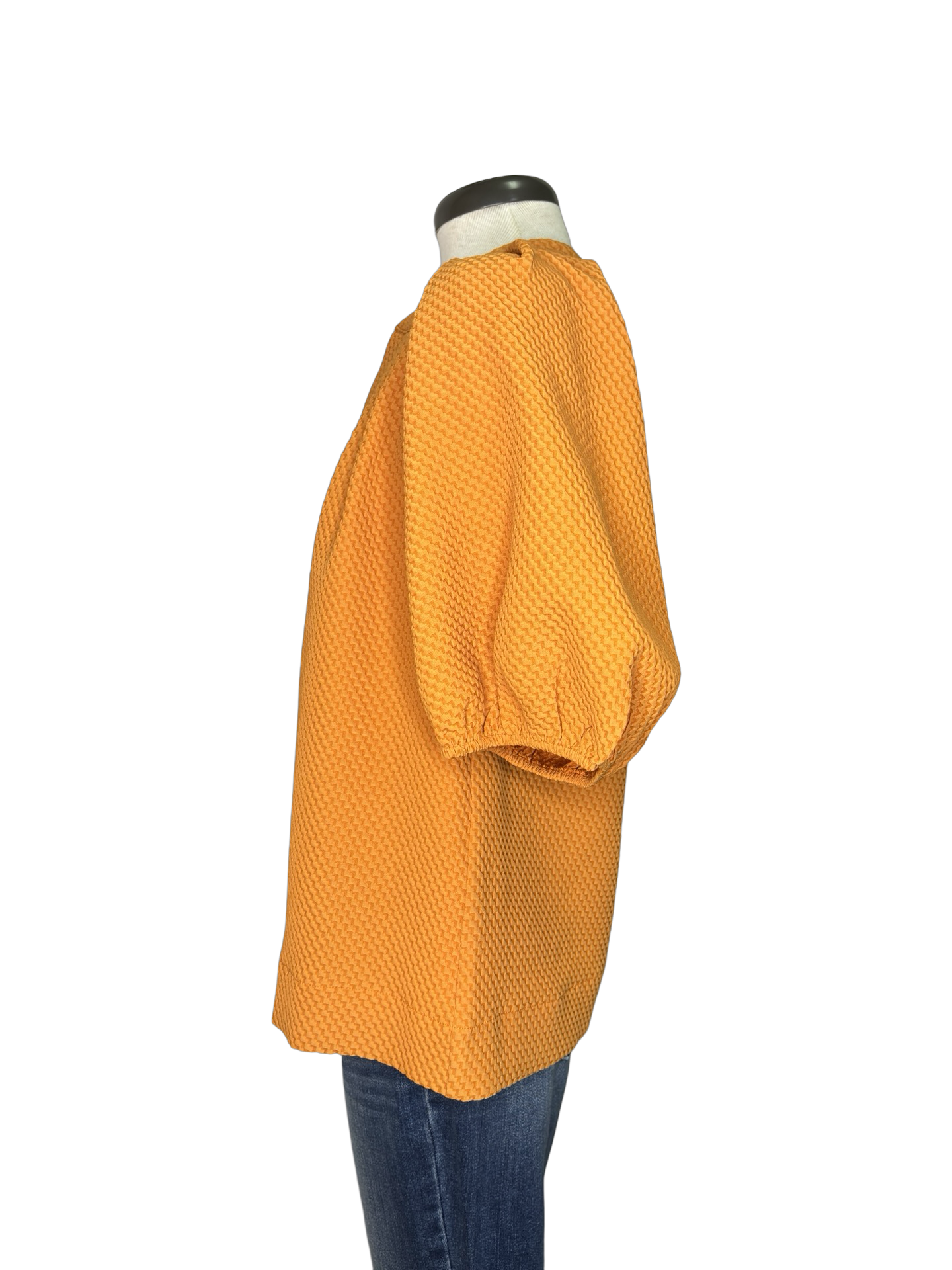 Pleated Sleeve Top Orange