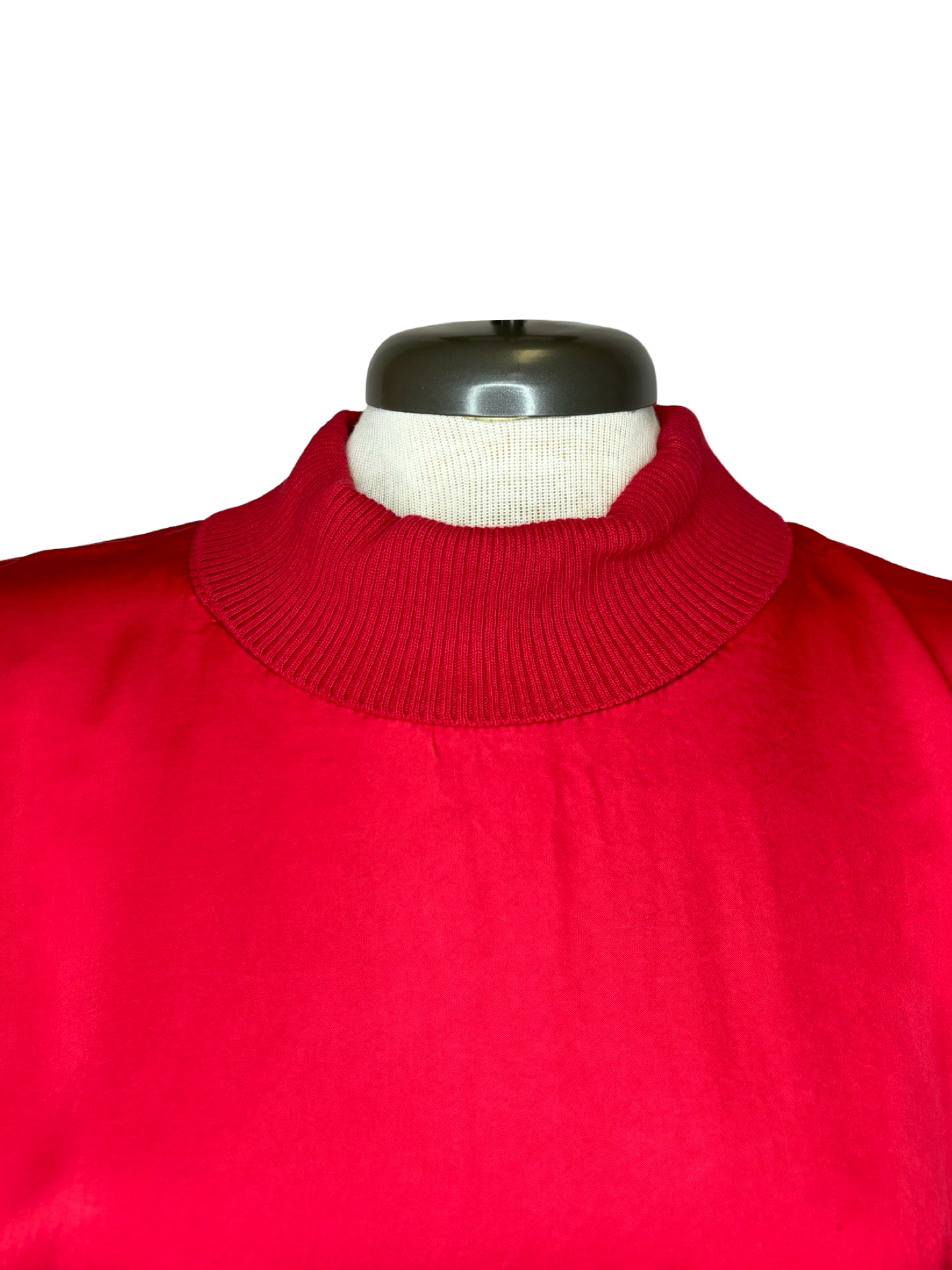 Jonah Satin Batwing Top with Ribbed Neck Red