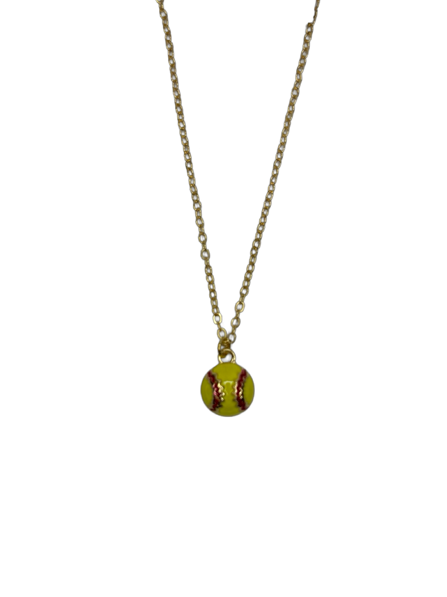 Gold Softball Short Thin Necklace