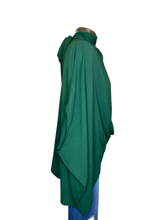 Crepe Mock Neck Top Emerald