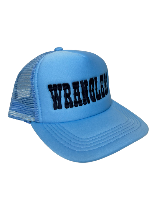 Wrangler Lt Blue in Navy Foam Trucker Hat