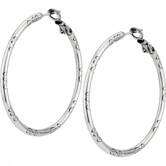 Large Hoop Charm Earrings Silver