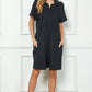 Collared Textured Dress Black