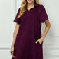 Collared Textured Dress Burgundy