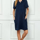 Collared Textured Dress Navy