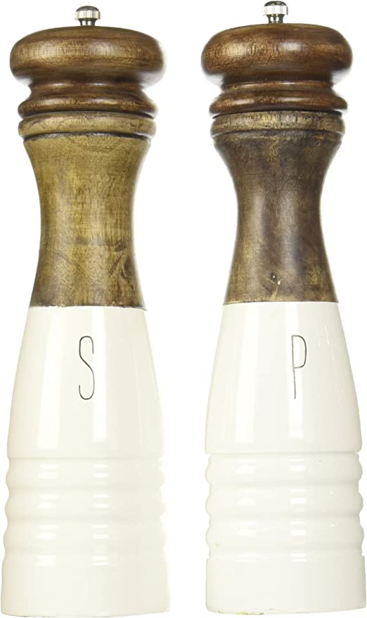 Wood Enamel Salt and Pepper Set