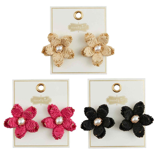 Raffia Flower Earrings