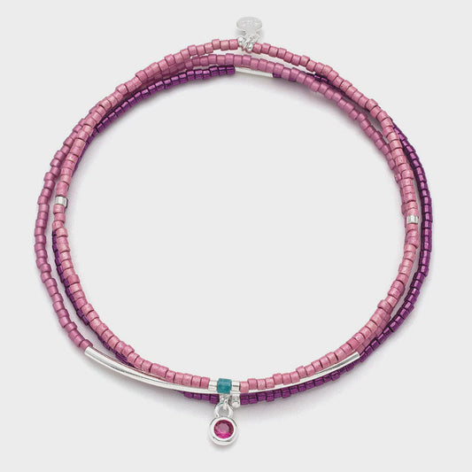 Miyuki Bracelet Trio Fuchsia/Silver