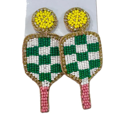 Pickleball Racket Beaded Earrings