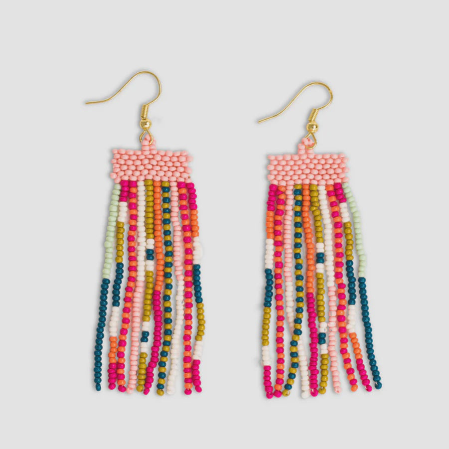 Adaline Mixed Fringe Earrings Rainbow