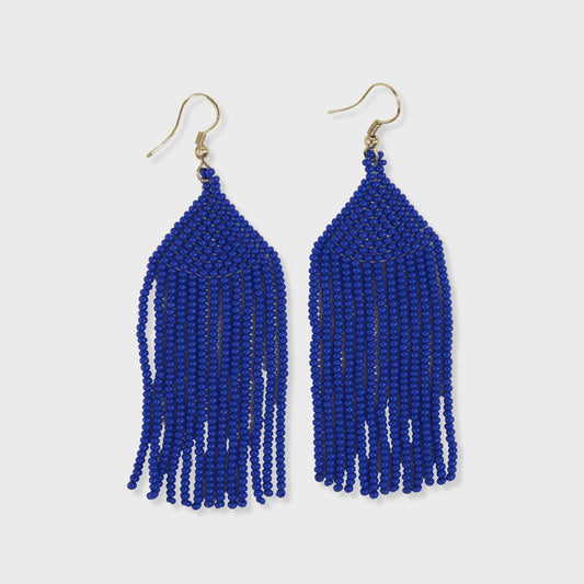 Michele Solid Beaded Fringe Lapis