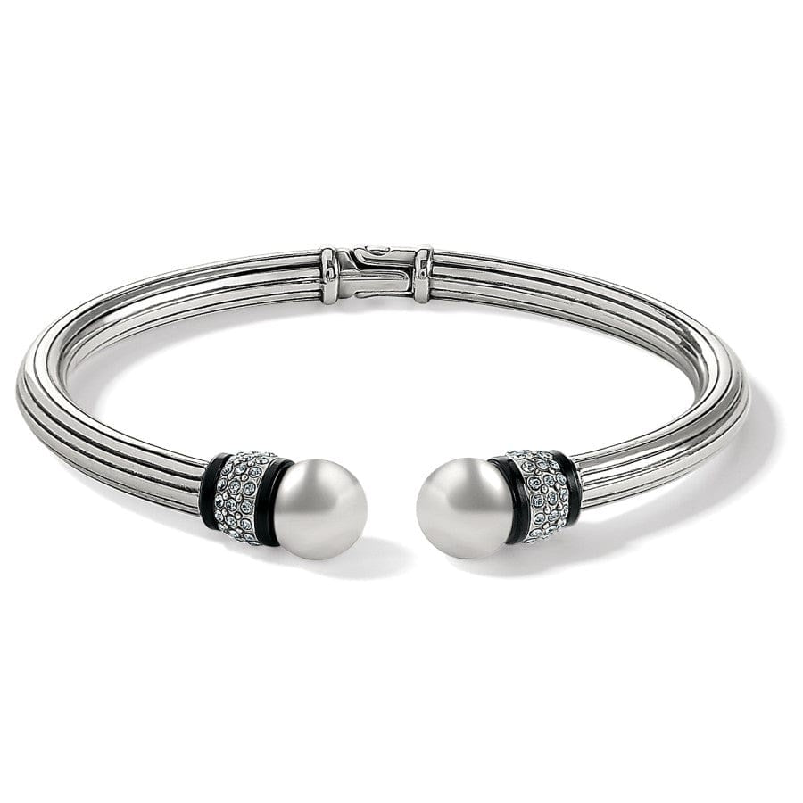 Meridian Open Hinged Black/Silver Bangle