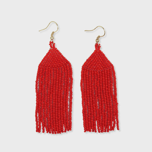 Red Fringe Earring