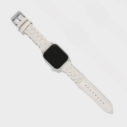 Sutton Braided Off White Leather Watch Band